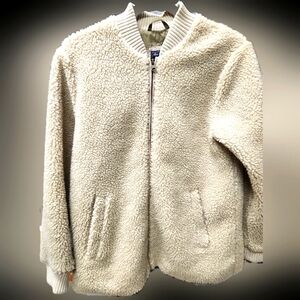 Abercrombie Womens Sherpa Jacket Coat Teddy Zip Jacket Cream Natural Small